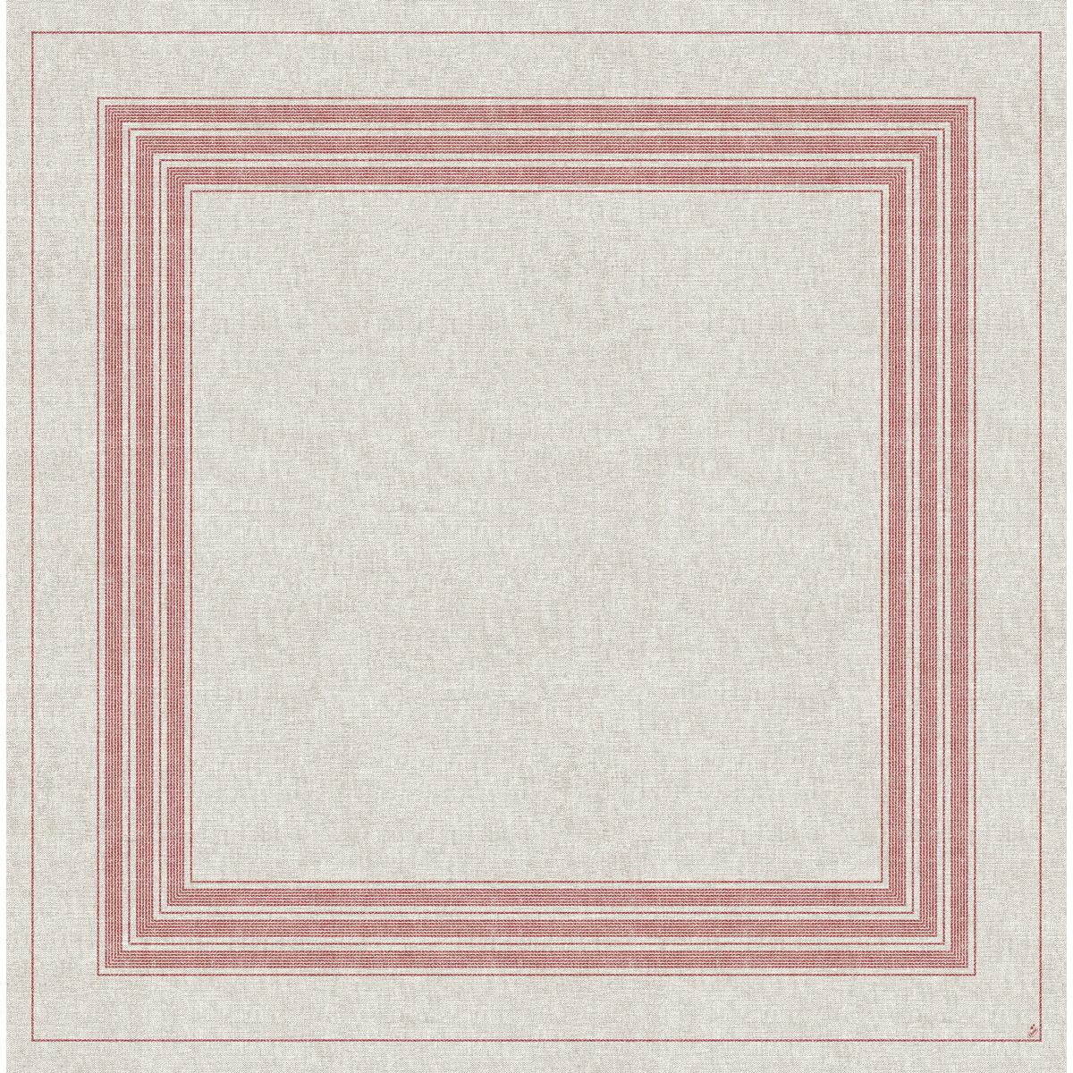 The Dunicel table covers 84 x 84 cm Cocina bordeaux from Duni GmbH have a beige, square background with five evenly distributed red borders, creating a layered frame effect and an elegant, empty center. Pack of 100 pieces.