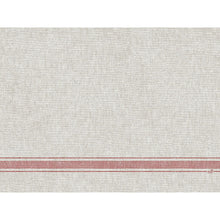 The Dunicel placemats 30 x 40 cm Cocina bordeaux from Duni GmbH have a light beige textured fabric with three evenly distributed red stripes at the bottom and a natural woven look. Sold in packs of 100 pieces.