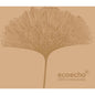A brown, stylized leaf with radiating veins is centered on a light brown background. In the lower right corner, it says "ecoecho® 100% compostable" - ideal for Dunisoft napkins 20 x 20 cm from Duni GmbH.