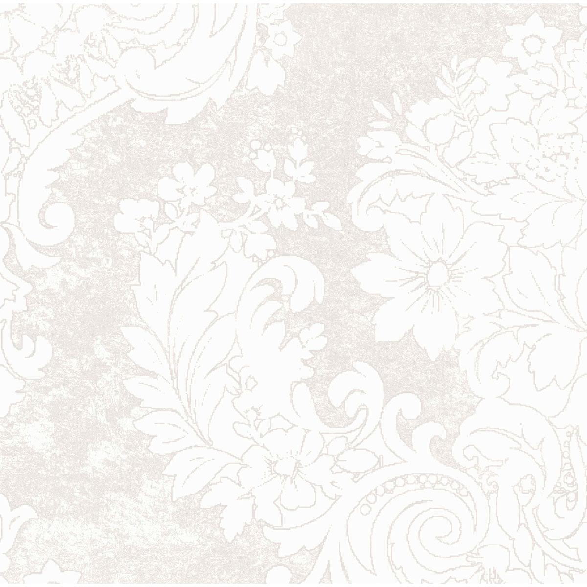The Dunilin napkins 40 x 40 cm 1/4 fold from Duni GmbH feature a white and light beige, ornate floral and leaf pattern inspired by elegant napkins, with large blooms and swirling tendrils on a finely textured background.