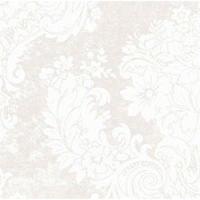 The Dunilin napkins 40 x 40 cm 1/4 fold from Duni GmbH feature a white and light beige, ornate floral and leaf pattern inspired by elegant napkins, with large blooms and swirling tendrils on a finely textured background.