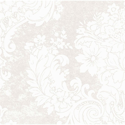 The Dunilin napkins 40 x 40 cm 1/4 fold from Duni GmbH feature a white and light beige, ornate floral and leaf pattern inspired by elegant napkins, with large blooms and swirling tendrils on a finely textured background.