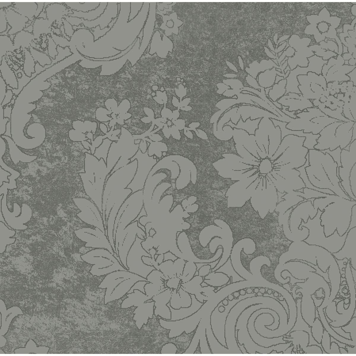 A classic ornamental floral and leaf pattern in light blue outlines adorns the textured gray-blue background of the Duni GmbH Dunilin napkins 40 x 40 cm 1/4 fold, making them an elegant choice for high-quality napkins.