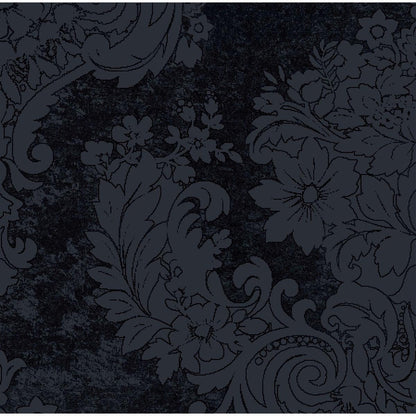 Dark, ornate floral and leaf patterns on a black, textured background create a detailed, baroque-inspired design - ideal for Dunilin napkins 40 x 40 cm 1/4 fold from Duni GmbH.