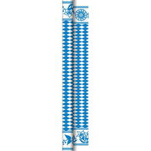 The Dunicel roll 40x1.18 m Bavaria diamond by Duni GmbH is decorated with a Bavarian diamond pattern and floral accents, including sunflowers, adding a festive charm to your table decoration. 1 high-quality roll included.