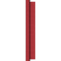 A vertical stripe of structured red Dunisilk tablecloth rolls 1.18 m x 25 m by Duni GmbH with a subtle woven pattern and a curved fold that reveals a thin silver edge on the right side.