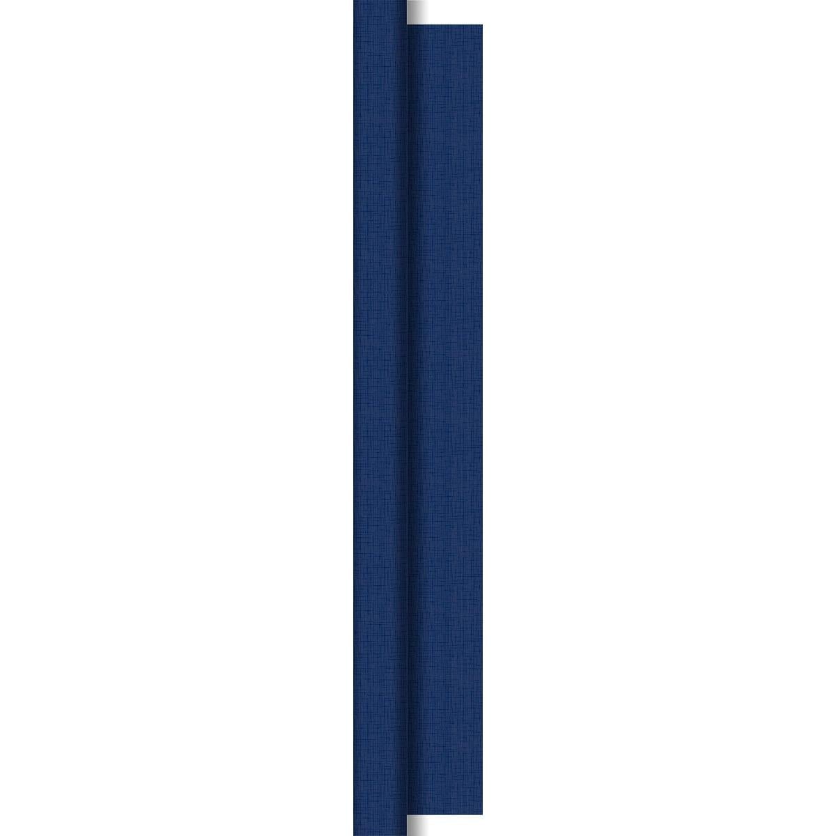 A vertical blue structure panel with a thin silver border and shadow effect, inspired by the Dunisilk tablecloth rolls 1.18 m x 25 m by Duni GmbH, often used in gastronomy for elegant table decorations.