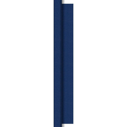 A vertical blue structure panel with a thin silver border and shadow effect, inspired by the Dunisilk tablecloth rolls 1.18 m x 25 m by Duni GmbH, often used in gastronomy for elegant table decorations.