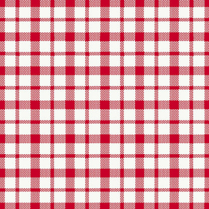 A red-white checkered pattern with evenly running lines forms squares and rectangles on these high-quality Dunisoft napkins 40 x 40 cm 1/4 fold by Duni GmbH.