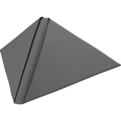 A neatly folded Dunilin napkin 40 x 40 cm 1/4 fold napkin from Duni GmbH, arranged in a pyramid and set against a plain white background.
