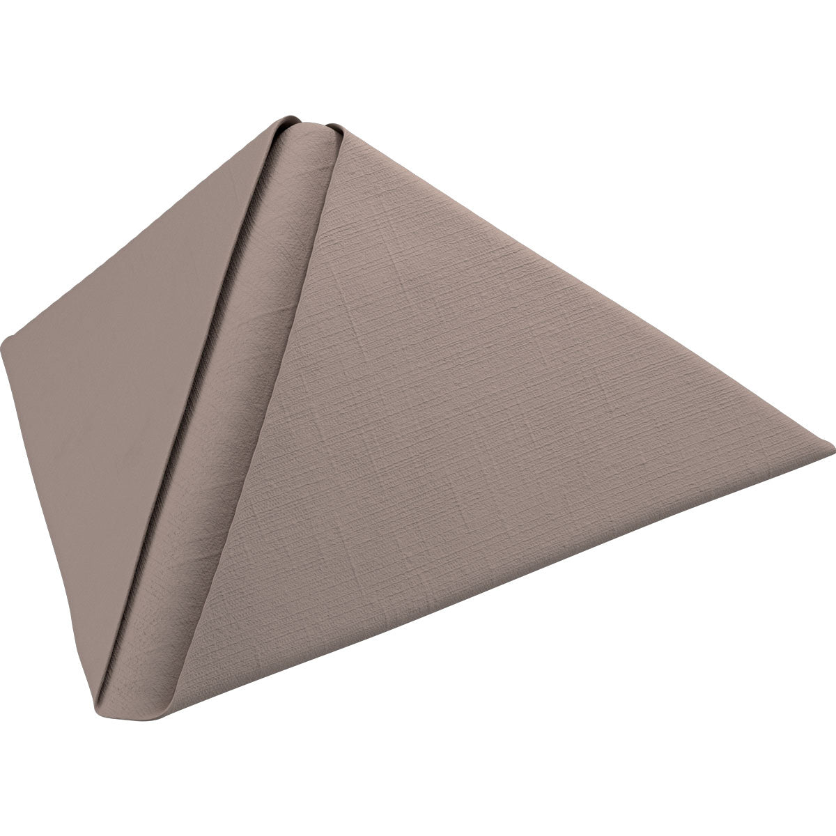 A Dunilin napkin 40 x 40 cm 1/4 fold from Duni GmbH, neatly folded into a pyramid, is presented on a plain white background for an elegant presentation.