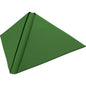 A green Dunilin napkin 40 x 40 cm 1/4 fold napkin from Duni GmbH is folded into a triangular pyramid and depicted against a white background.