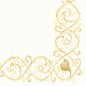 This elegant corner border with golden vines and heart shapes on a white background frames the lower and right edge - perfect for Duni GmbH Dunisoft napkins 40 x 40 cm 1/4 fold.