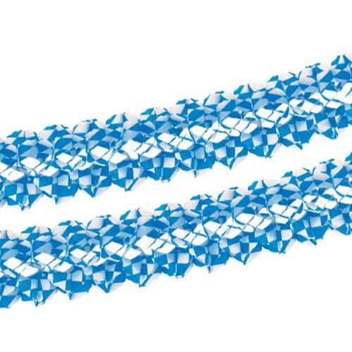 The PAPSTAR garland paper Ø 16 cm in Bavarian blue (flame retardant) from PAPSTAR GmbH is depicted on a white background - ideal for Oktoberfest decoration.