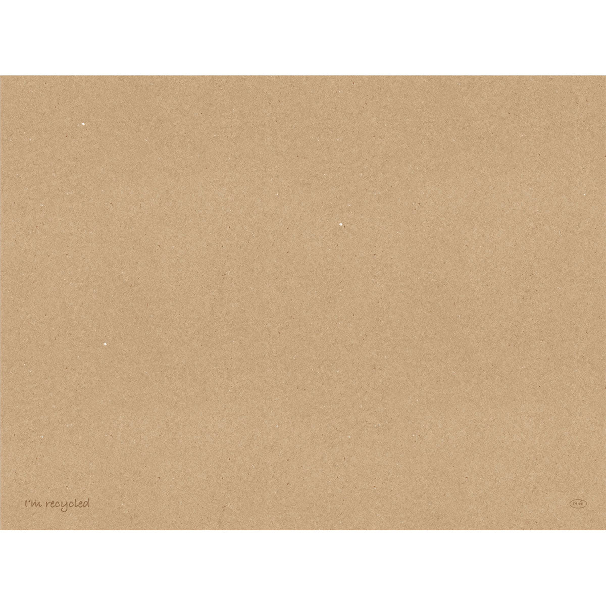 The Duni GmbH paper placemats 30x40 cm are made of eco-friendly, brown recycled paper with natural speckles and subtly display "I'm recycled." in the corner. Versatile in use, pack of 250 pieces.