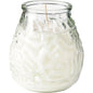 The candle glasses Venezia from Duni GmbH (approx. 70h, 100 x 100 mm) have a clear, textured surface, white wax, and a single wick in the center - an elegant accessory that also serves as a decorative candle.