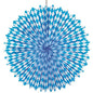 The PAPSTAR decorative fan Ø 75 cm, Bavarian Blue, by PAPSTAR GmbH, features a blue and white diamond pattern and is made of flame-retardant material - ideal for Oktoberfest decoration.