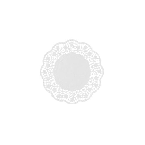 The PAPSTAR round plate and cup doily Ø 12 cm, white (250 pieces, shrink wrap) by PAPSTAR GmbH has a round white design with a lace-like edge - ideal as an elegant doily for cups or plates.