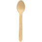 A Duni GmbH spoon 160 mm made of unwaxed wood with a flat handle and round spoon head, depicted on a white background. Pack of 100 pieces.
