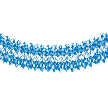 The PAPSTAR large room garland, flame retardant paper Ø 25 cm · 10 m from PAPSTAR GmbH features a blue and white diamond pattern – ideal decoration that is also flame retardant for safety reasons.