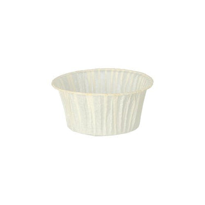 A white PAPSTAR muffin baking cup (Ø 5 cm, 3.5 cm high) from PAPSTAR GmbH stands empty against a white background, packaged in a box of 20 and is ideal for baking cupcakes or muffins.