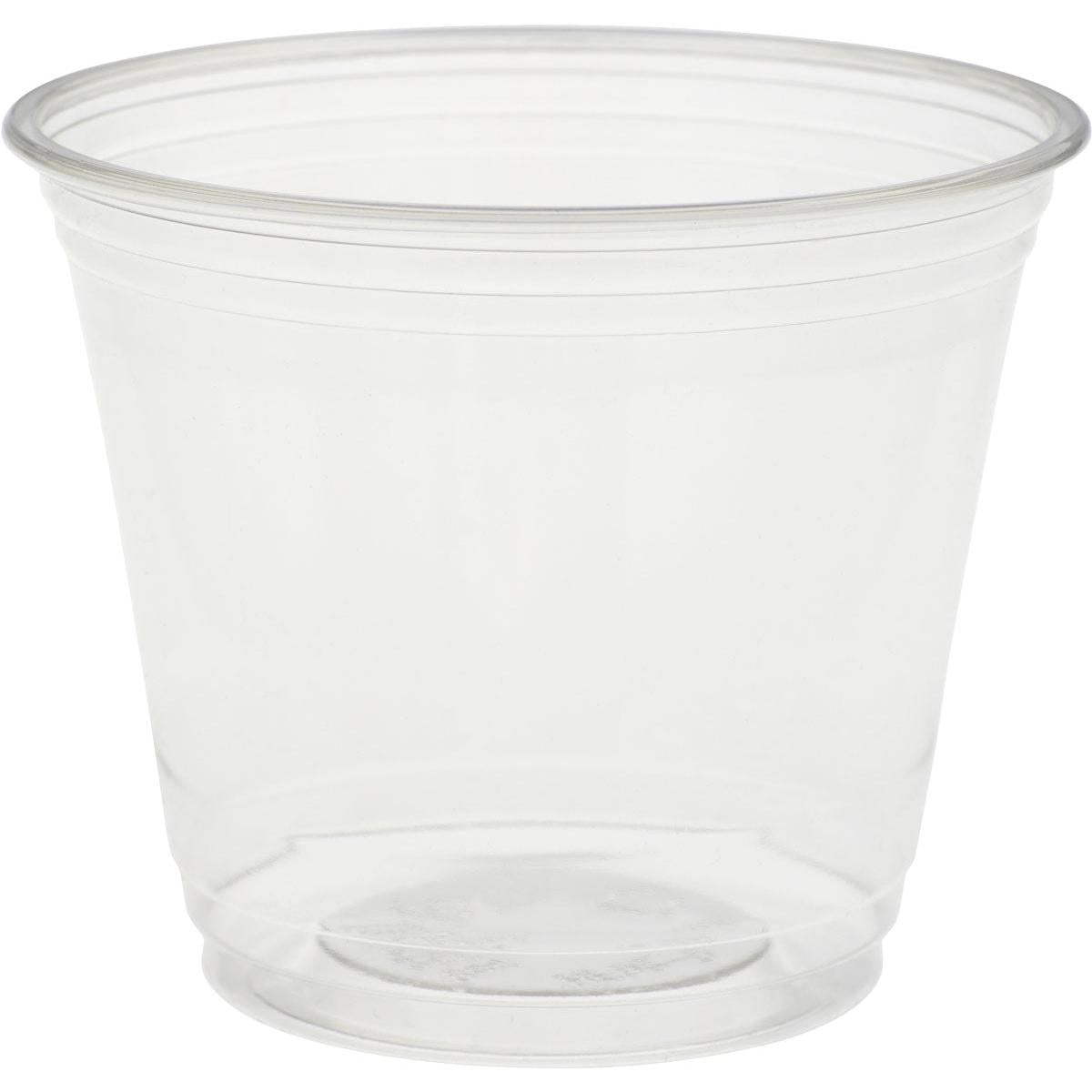 The Glass Crystal Transparent by Duni GmbH is a clear plastic cup with a flared rim and horizontal grip grooves, depicted empty on a plain white background. Its refined design gives it the appearance of elegant glassware while being durable.