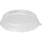 A transparent rPET lid high 800-1200 ml from Duni GmbH is pictured upside down on a white background. "100% RECYCLED MATERIAL" is printed on the lid, emphasizing the eco-friendly packaging.