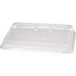 A transparent rPET lid 850/1200 ml from Duni GmbH (239x165x28 mm, pack of 40 pieces) lies on a white background and shows its flat surface with raised edges for a secure closure.