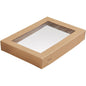The Viking Brick Lid with PLA Window from Duni GmbH is a simple, rectangular brown cardboard box (200x140x30 mm) with a transparent PLA window and a small "ecocraft" label in one corner; pack of 300 pieces, biodegradable.