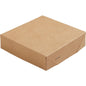 A simple, brown, rectangular Viking Cube lid box from Duni GmbH (113x113x29 mm, 300 pieces) with a simple folding pattern and small "ecoecho" logo stands on a white background.