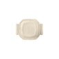 A brown bagasse lid for the 188140 disposable food container by Duni GmbH (202x160x37mm, pack of 80 pieces) is pictured from above with two small handles on a plain white background.