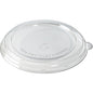 The rPET flat lid 800-1200 ml from Duni GmbH is a transparent, eco-friendly lid made from 100% recycled material with embossing, a small tab, and a recycling symbol in the center (213x213x20 mm, pack of 40 pieces).