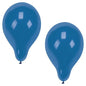 Two inflated PAPSTAR 10 balloons Ø 25 cm from PAPSTAR GmbH in blue made of high-quality latex are presented on a white background with visible light reflections – ideal for a stylish decoration.