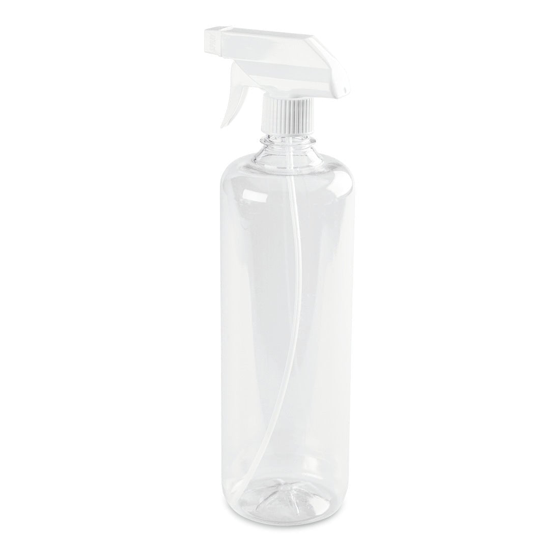 A Nölle Profi Brush spray bottle, color-transparent, 960 ml made of plastic from Nölle Profi Brush Brush & Paintbrush Technology e.K., with a white spray head, stands upright against a white background.