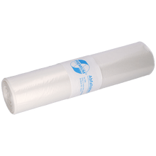 A DEISS 19002 transparent garbage bag, 700x1100 mm Type 60, from EMIL DEISS KG (GmbH + Co.), with a blue-white label around the roll (25 pieces), depicted on a plain white background.
