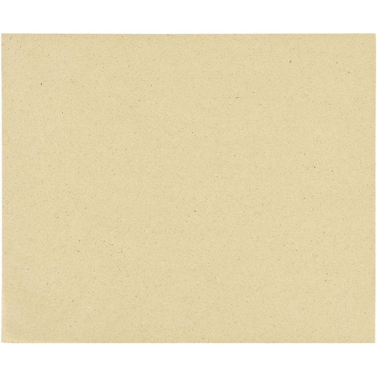 Top view of an unprinted, textured light beige Duni GmbH grass wrapping paper Bloom Mini (345x290 mm) natural grass paper with subtle speckles; package contains 1000 pieces.