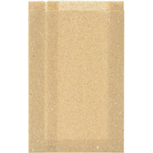 A simple, rectangular, light brown matzah rests on a white background next to a Duni GmbH grass paper bag Bloom Medium 310x200 mm made of natural grass paper (pack of 500 pieces).