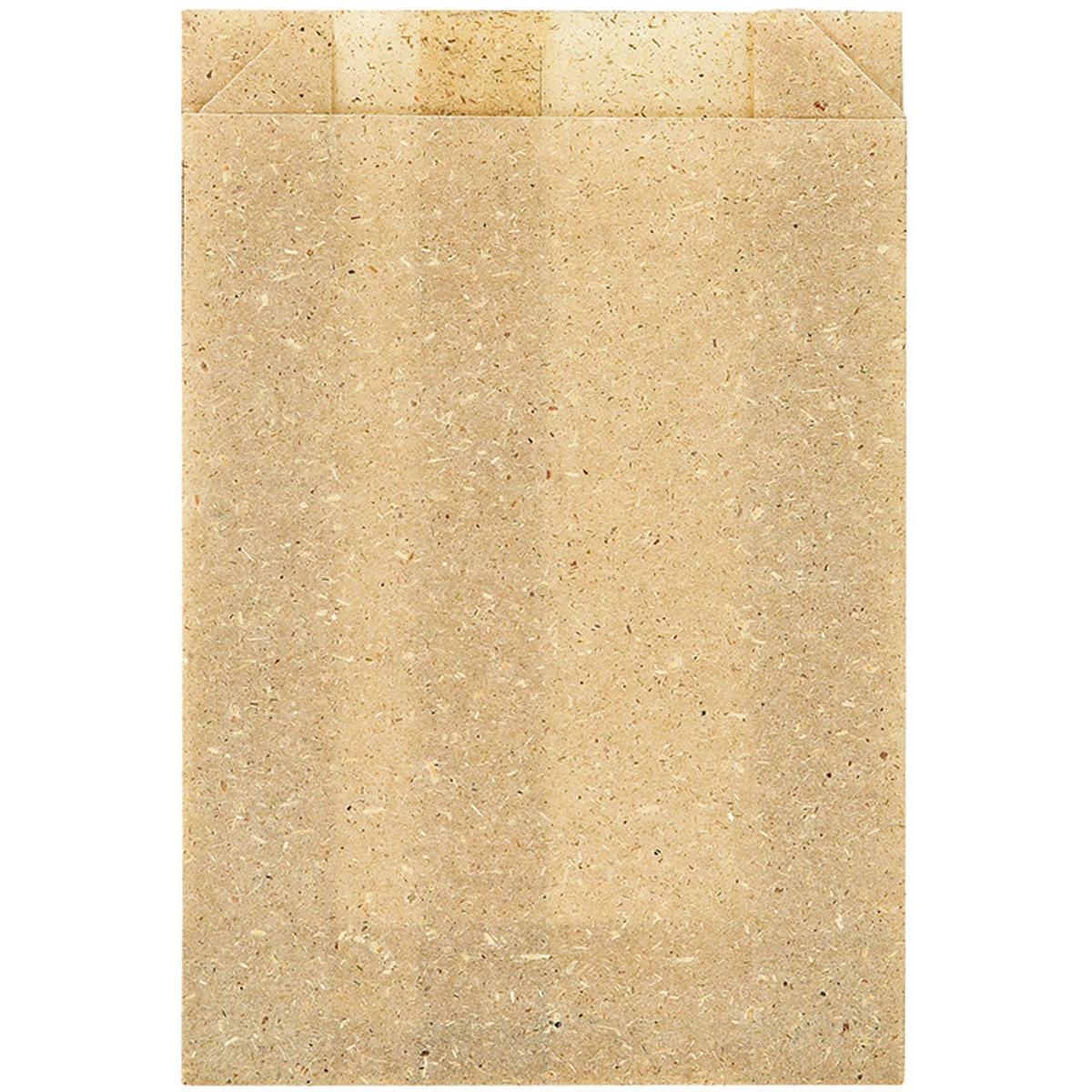 A light brown grass paper bag, Bloom Mini 175x120 mm from Duni GmbH, stands against a white background. The speckled texture and open top make it ideal as a sustainable shopping bag or gift packaging. Pack of 500 pieces.