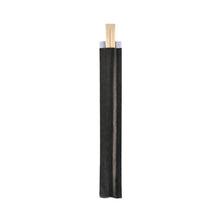 A pair of Duni GmbH chopsticks, 210 mm bamboo in natural/black, partially covered by a black paper sleeve with exposed tips, depicted on a white background. Package: 100 pieces.