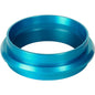 A blue metallic cassette DF5 ø 88 mm ring from Duni GmbH with a smooth, shiny surface and beveled edge is depicted at an angle against a white background. Package (1 piece).