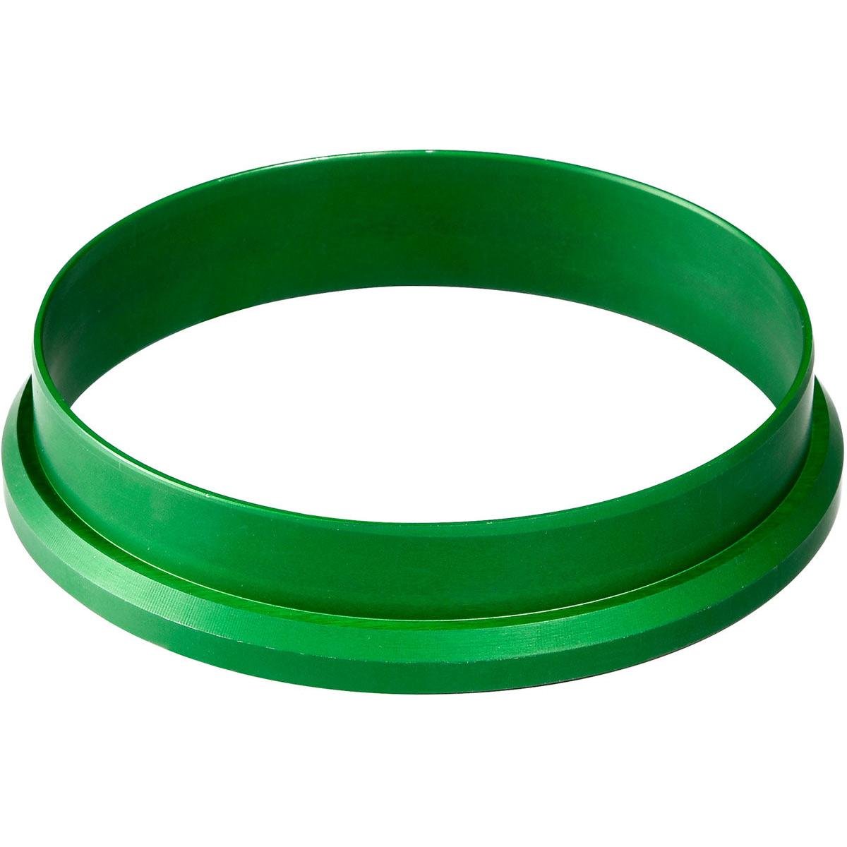 A green, circular metal ring with a raised edge for storing 96 mm cassette DF5, shown on a white background. Product: Cassette DF5 ø 96 mm Green | Package (1 piece), Brand: Duni GmbH.