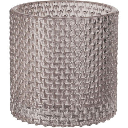 The candle holder Calm 80 x 80 mm by Duni GmbH is a cylindrical, clear glass candle holder with a raised diamond pattern. Its thick, robust construction makes it a stylish and durable addition to any decor.