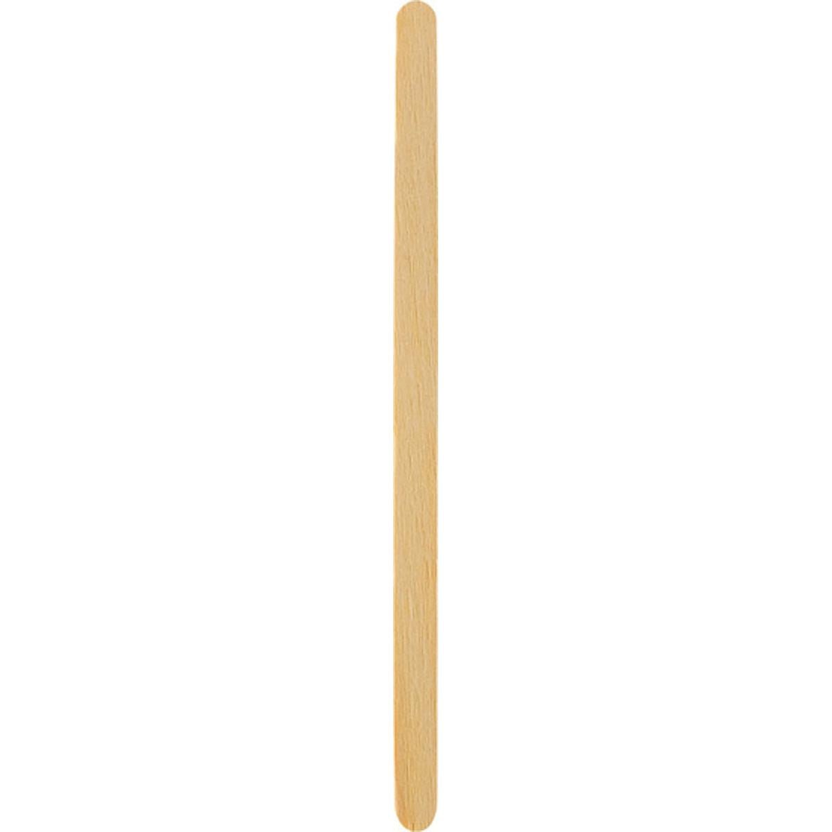 A single, vertically standing wooden stirrer (Duni GmbH, Natural Wood 140), with rounded ends, pack of 1000 pieces, photographed against a white background.