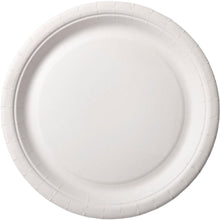 A white, round paper plate (plate ø 22 cm) by Duni GmbH with a slightly raised edge and textured rim, photographed from above on a white background. Package: 100 pieces.