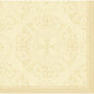 Cream-colored ornamental wallpaper with a symmetrical, delicate floral and tendril pattern in a vintage look - inspired by Duni GmbH Dunilin napkins 40 x 40 cm 1/4 fold.