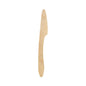 The image shows a knife 190 mm, wood waxed, with a serrated blade of the brand Duni GmbH on a white background. Packaging unit: 100 pieces.