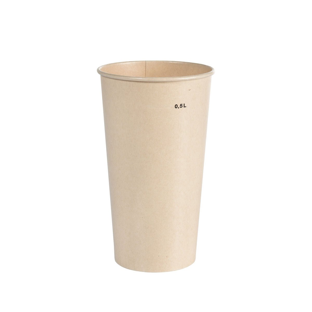 Ausschakbecher Breeze Cup Bagasse by Duni GmbH, a tall, light brown 0.5L paper cup on a white background - biodegradable and ideal for environmentally conscious use.