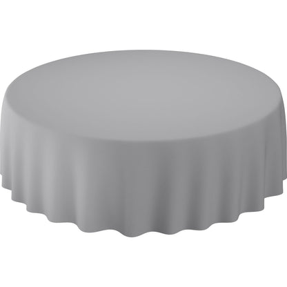 A round table is elegantly draped with the Evolin tablecloths Ø 240 cm round in light gray from Duni GmbH - ideal for creating a noble atmosphere.