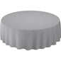A round table is elegantly draped with the Evolin tablecloths Ø 240 cm round in light gray from Duni GmbH - ideal for creating a noble atmosphere.