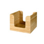 The 13x13 cm bamboo napkin holder from Duni GmbH is a square napkin holder with open sides and a low front. The visible wood grain gives this stylish, eco-friendly table organizer a natural look—perfect for keeping napkins within easy reach.